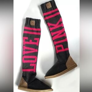 PINK/VS LOVE• Tall Mukluk Sweater Knit Boots RARE